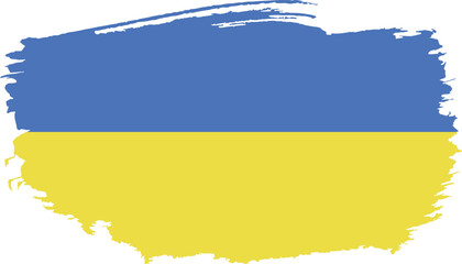 Hand drawn brush stroke flag of Ukraine illustration on white background
