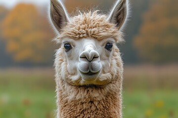 Obraz premium A llama in a lush green field. Generative AI