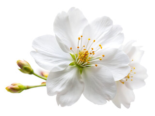White sakura flower isolated on white background
