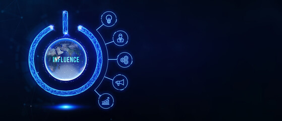 Influencer marketing concept. Business, Technology, Internet and network concept. 3d illustration