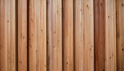 Naklejka premium Close-Up of Vertical Wooden Planks Displaying Natural Grain Patterns and Knots in a Warm, Light Toned Timber Texture for Rustic Architectural Design or Construction Material Background