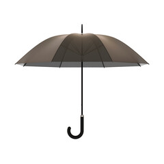 Open black umbrella with black handle. Png clipart isolated on transparent background	