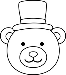 Cute christmas polar bear head outline vector  