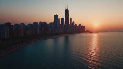 Fototapeta premium Chicago Skyline at Sunrise