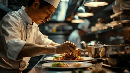 Chef plating a dish