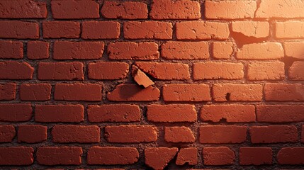 Rustic Red Brick Wall with Cracks and Texture
