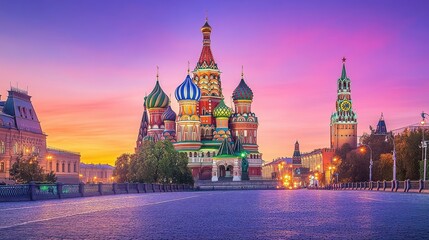 Fototapeta premium St. Basil's Cathedral at Sunrise in Moscow