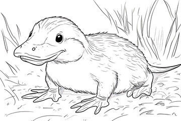 Fototapeta premium Cute Poult Cartoon Colouring Page for Kids