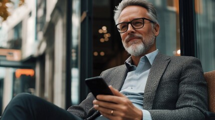 Professional Man in Suit Sitting at a Cafe