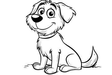 Dog Cartoon Colouring Page with Thick Lines for Kids
