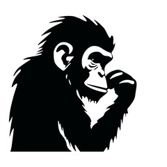 chimpanzee monkey silhouette vector illustration  transparent background