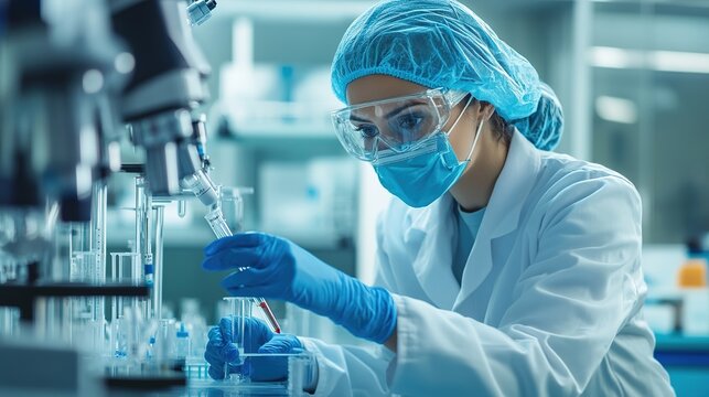 Medical laboratory technician preparing and analyzing clinical samples with state-of-the-art diagnostic equipment