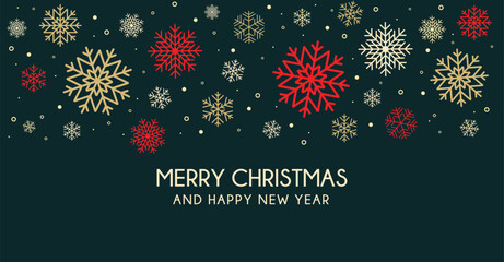 Merry Christmas and happy new year banner background. Winter snowflakes vector background