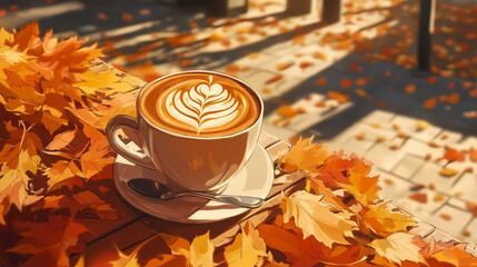 Cozy Autumn Anime Manga Art Wallpaper with Cute Girl  Warm Autumn Colors and Lofi Vibes