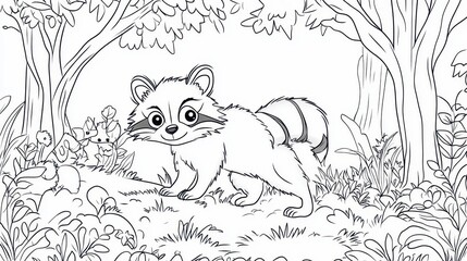 Obraz premium A Curious Raccoon in the Forest