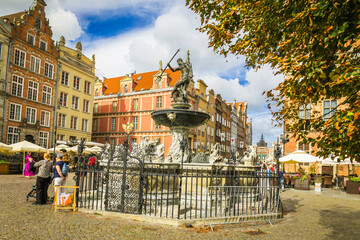 Naklejka premium Neptune Fountain in Gdansk, Poland