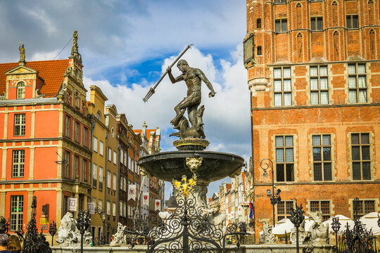 Neptune Fountain in Gdansk, Poland