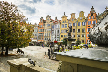 Naklejka premium Neptune Fountain in Gdansk, Poland
