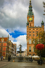 Naklejka premium Neptune Fountain in Gdansk, Poland