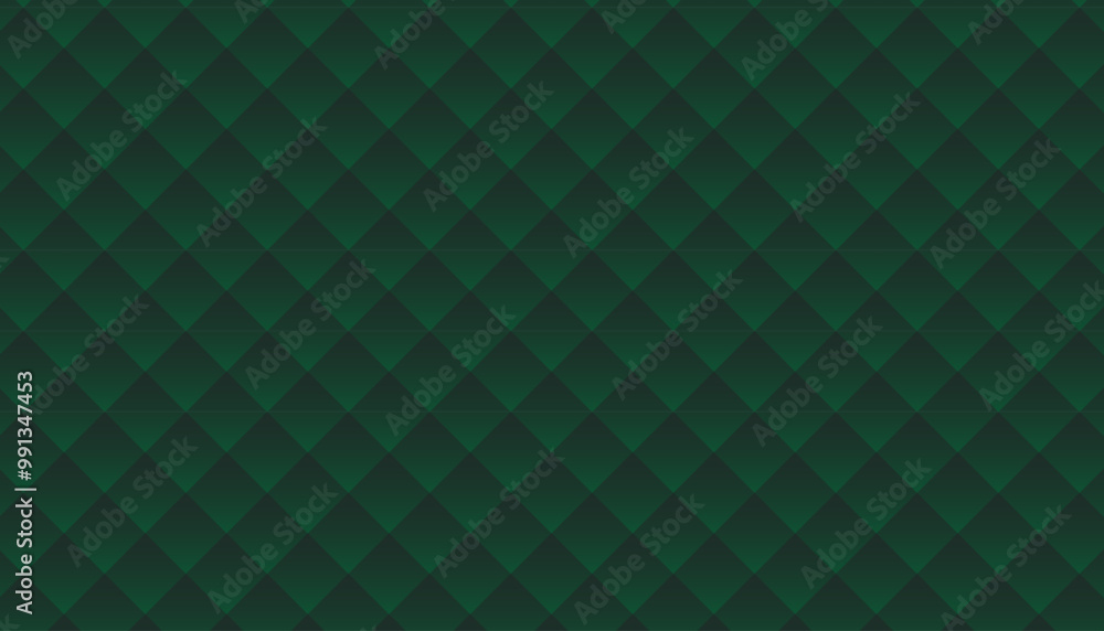 Poster geometric seamless pattern with green triangles and diamond shapes, creating a retro mosaic design s