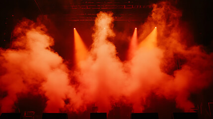 Obraz premium Bright red and orange smoke filling the stage, creating a bold and energetic atmosphere