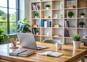 modern office interior with laptop