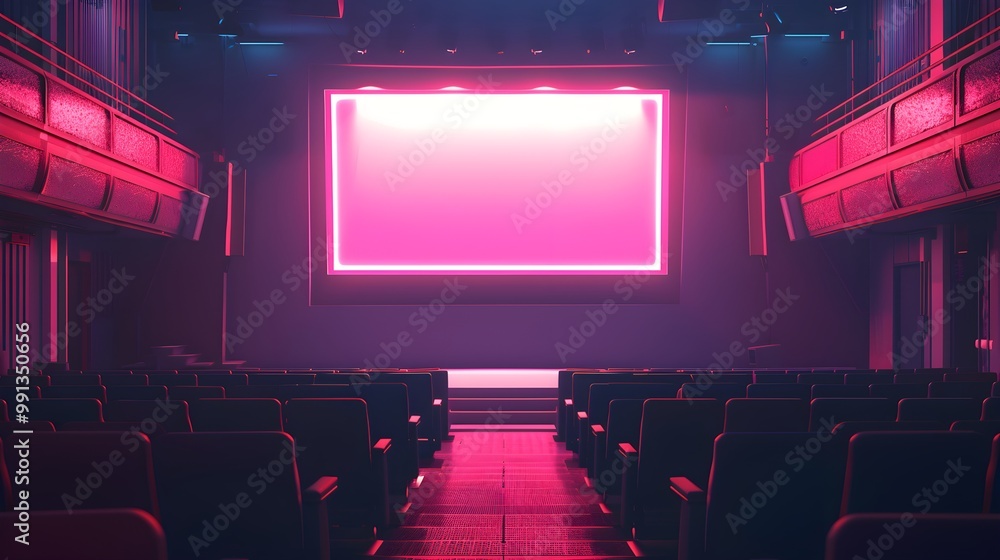 Aufkleber neon lights in an empty theater setting