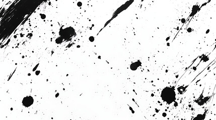 A black and white splattered ink texture with varying intensities and random blotches