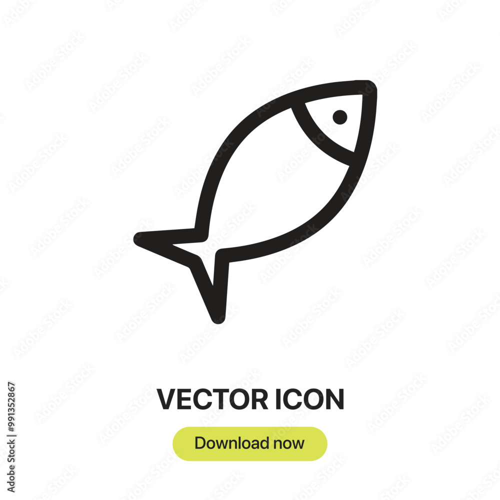 Poster fish icon vector. linear-style sign for mobile concept and web design. fish symbol illustration. pix