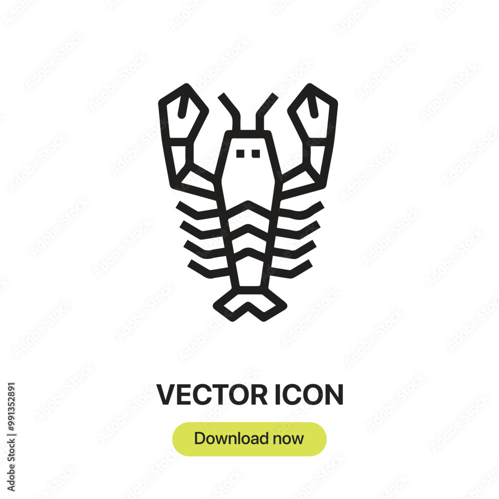Poster lobster icon vector. linear-style sign for mobile concept and web design. lobster symbol illustratio