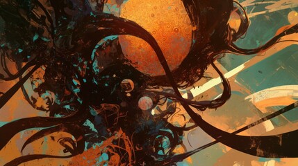 Tendrils depicted in an artistic painting