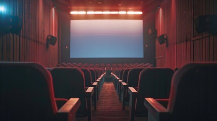Fototapeta premium Empty Movie Theatre with Soft Lighting Effects