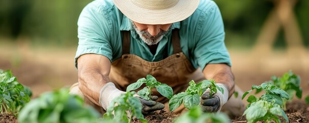 Sustainable agriculture specialist planting crops on an organic farm, showcasing eco-friendly farming techniques   sustainable farming, agriculture job