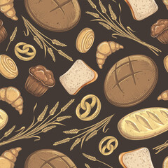 Vector Bakery Bread Seamless Pattern