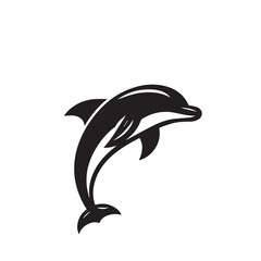 Fototapeta premium Dolphin silhouette vector design. Dolphin black and white silhouette. Dolphin logo, icon vector design.