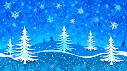 Fototapeta premium winter night fir forest illustration background