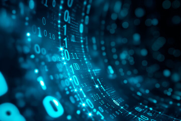 digital cyber space, data analysis abstract background with particles of light