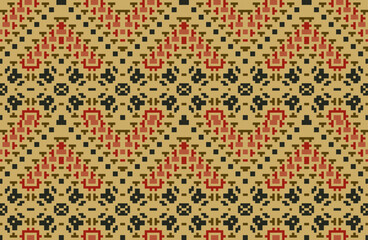 Persian Ikat Seamless Patternfolk Embroidery, Aztec Geometric Ornament Print. Design for Carpet, Wallpaper, Clothing, Wrapping, Fabric
