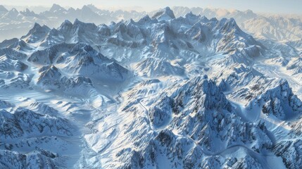 Snow-capped Mountain Range in Winter