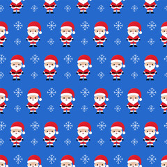Seamless repeating New Year pattern of Santa Clauses.