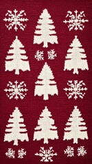 Set of Red Christmas Ornaments on White Fabric, Minimalist, Abstract Image, Texture, Pattern Background, Wallpaper, Cover and Screen for Smartphone, PC, Laptop, 9:16 and 16:9 Format