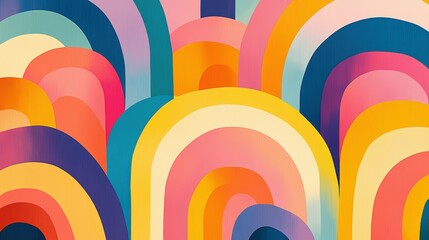 Obraz premium Cheerful minimalist pattern with playful repeating motifs in a joyful, candy-colored rainbow of hues