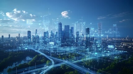 Fototapeta premium AI-driven systems optimizing resource management in a smart city