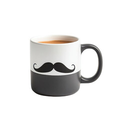 A stylish mug featuring a whimsical mustache design, perfect for enjoying coffee or tea with a touch of personality.