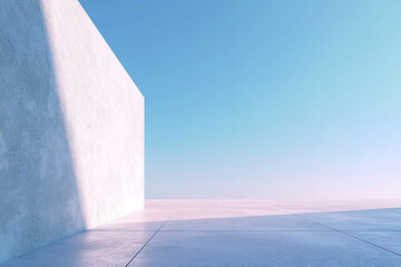 Obraz premium Abstract 3D rendering of minimalist style architectural space scene, mountain and lakeside building