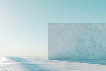 Abstract 3D rendering of minimalist style architectural space scene, mountain and lakeside building
