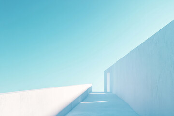 Obraz premium Abstract 3D rendering of minimalist style architectural space scene, mountain and lakeside building