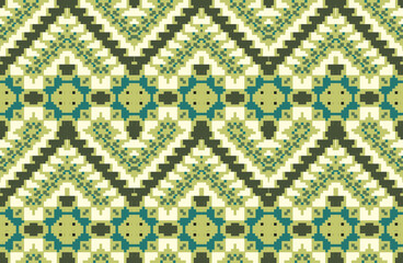 Printing Industry Ikat Seamless Patternfolk Embroidery, Aztec Geometric Ornament Print. Design for Carpet, Wallpaper, Clothing, Wrapping, Fabric