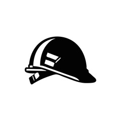 Simple black and white drawing of a construction helmet