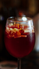 glass of wine in the night